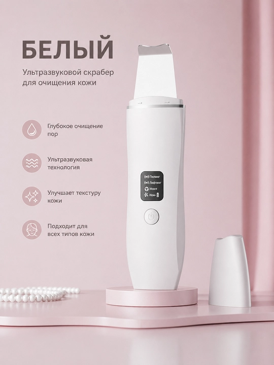 Ультразвуковой скрабер, чёрные точки, очищение пор - 