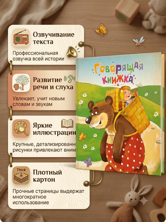 Sozlovchi kitob  gapiruvchi kitob bolalar uchun, ovozli o‘quv plansheti