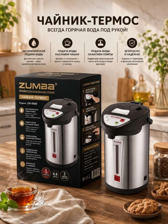 Zumba Zb-680 suv qaynatgich termopot va issiqlik saqlash 24 saot - 