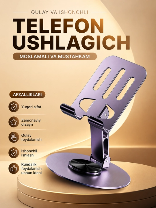 Premium telefon va planshet uchun universal yig‘iladigan metall taglik - 