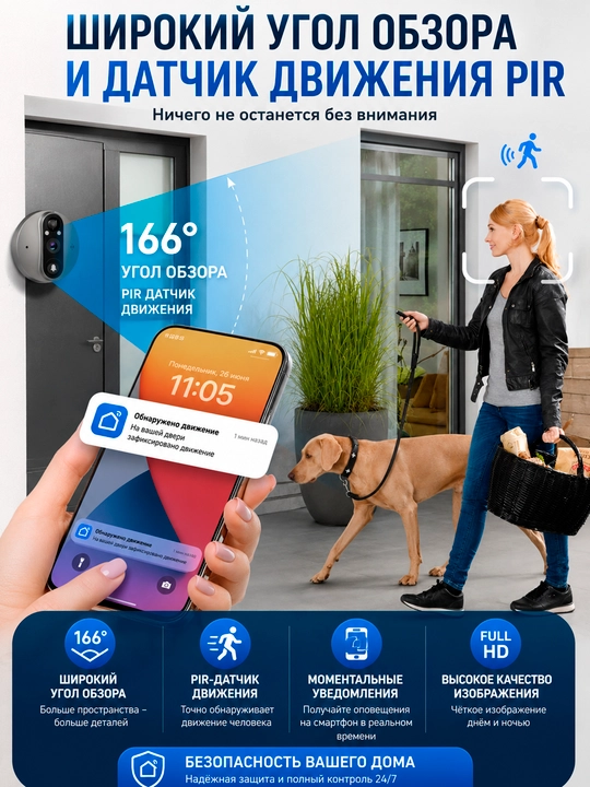 NOVA Видеоглазок  RH-PD8 Wi-Fi 3 МП, дверной глазок, глазок домофон