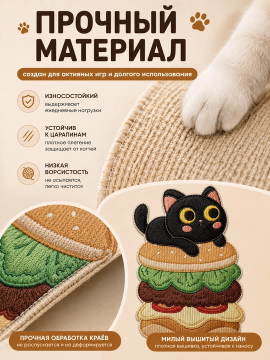 Когтеточка для кошек самоклеящаяся, коврик для когтей, защита мебели, с игрушкой