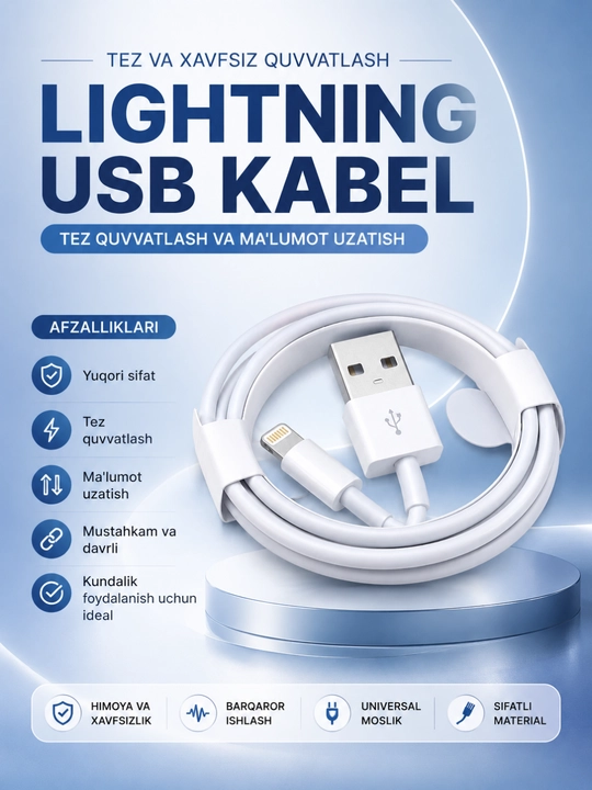 USB Lightning Кабель для зарядки и передачи данных – быстрый, прочный и надежный - 