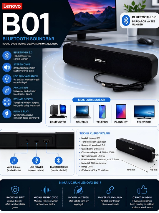 Lenovo multimedia multimode desktop spraker B01-B02 kalonkasi