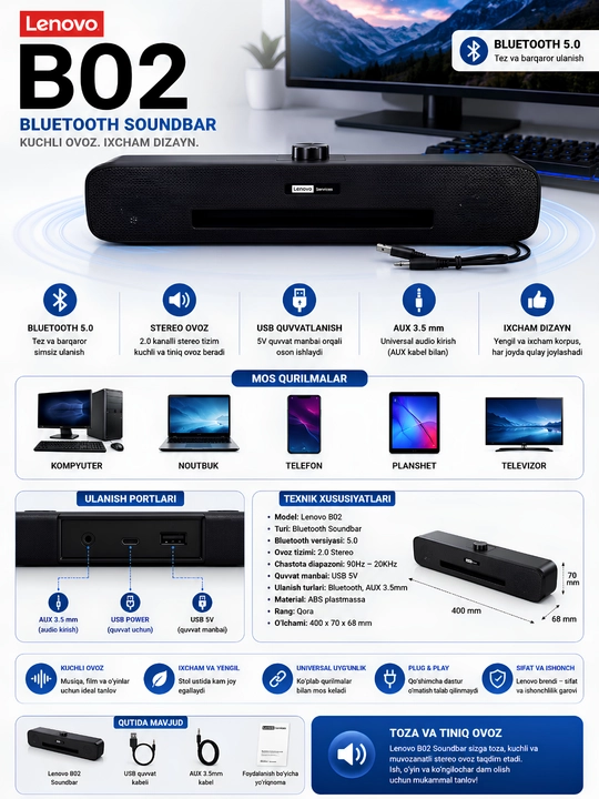 Lenovo multimedia multimode desktop spraker B01-B02 kalonkasi