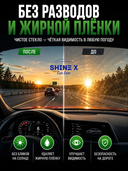 Незамерзайка "ShineX" - "стеклоочиститель+ парфюм+ антидождь+ воск"-30C, 4Лх2 шт