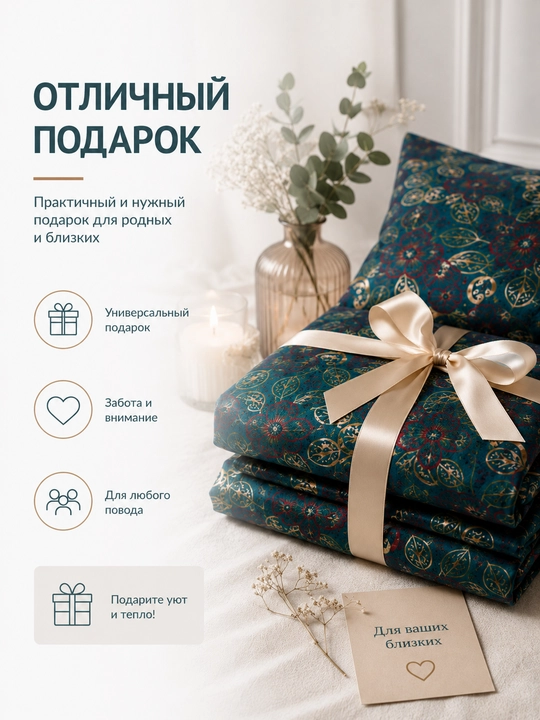 Комплект постельного белья, темно-синий восточный, 2 спальный, 100% хлопок
