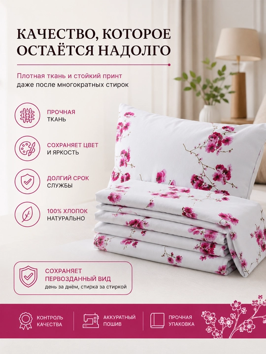 Комплект постельного белья фиолетовые цветы 2.0 спальный 100% хлопок