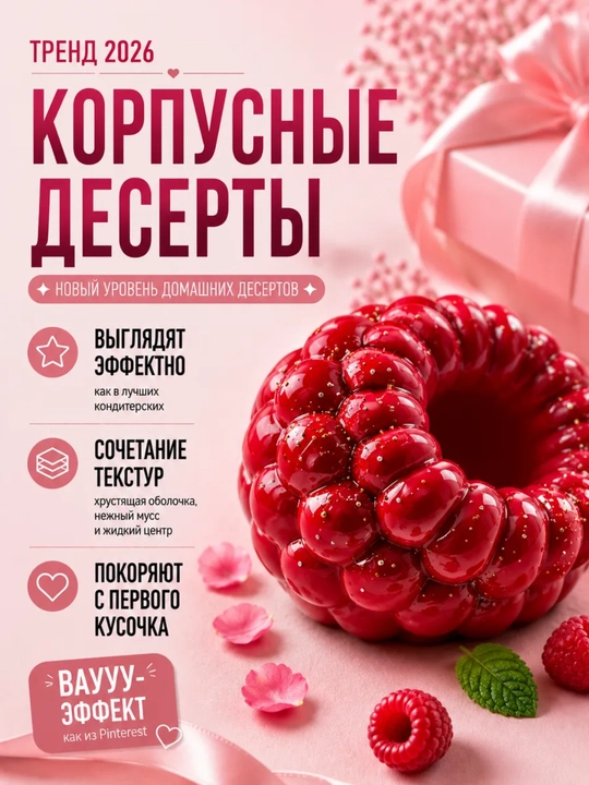 Силиконовая форма для приготовления муссовых пирожных и корпусных десертов, Малина, Клубника