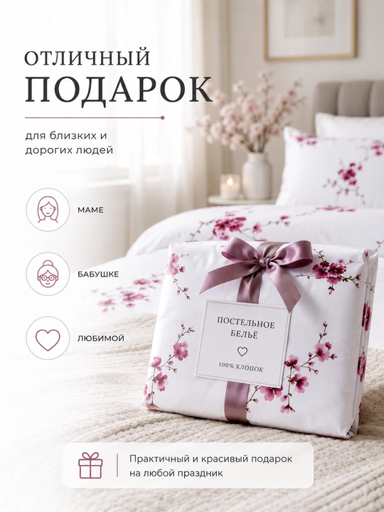 Комплект постельного белья фиолетовые цветы 1.5 спальный 100%бязь