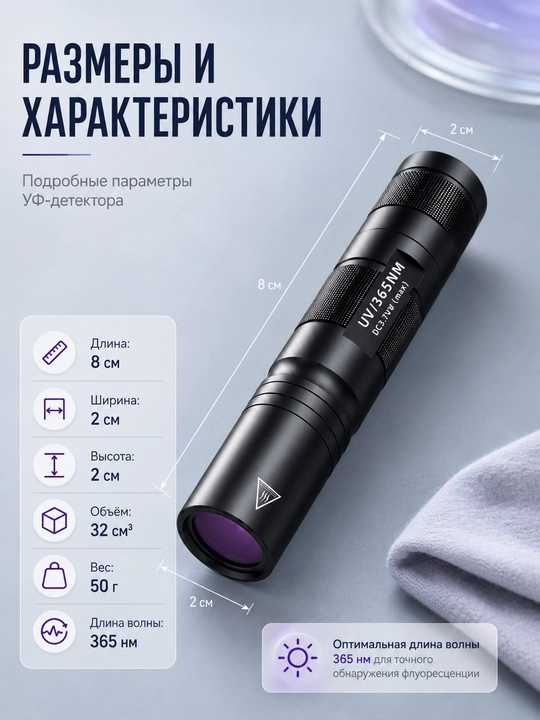 УФ-детектор 365 нм, ультрафиолетовый фонарь для проверки тканей и меток