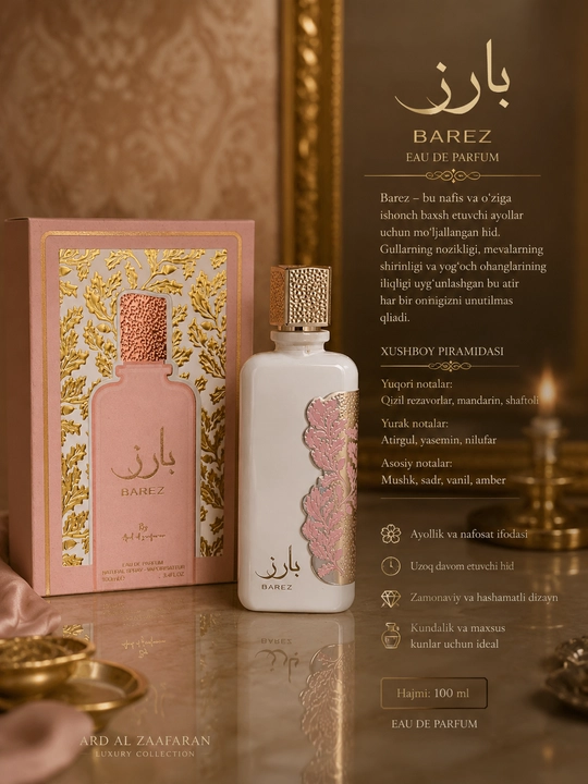 Ard Al Zaafaran brendiga tegishli Barez parfyum suv atir, 100 ml