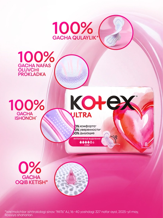 Gigienik prokladkalari Super Ultra Kotex, 16 dona