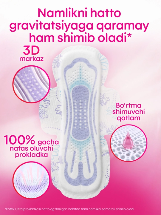 Gigienik prokladkalari Super Ultra Kotex, 16 dona