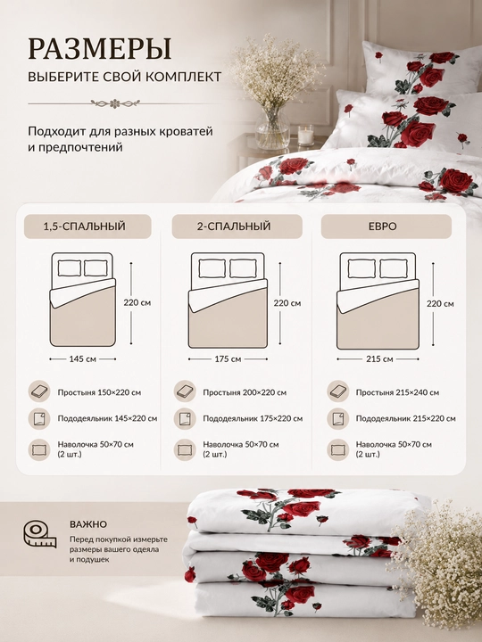 Комплект постельного белья Роза 1.5-спальный 100%хлопок