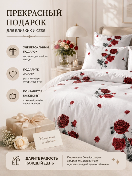 Комплект постельного белья Роза 1.5-спальный 100%хлопок