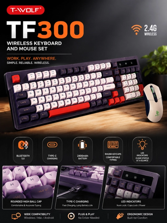 TF 300 Klaviatura mexanik game simli keyboard klavitura gaming Ziyoulang - 