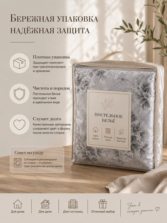 Choyshab to‘plami kulrang gullar Euro o`lcham 100% paxta