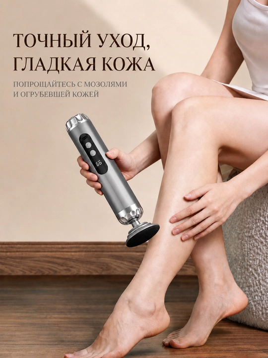 Электрическая пилка для пяток, электрическая пемза, удаление мозолей, 5 режимов, 4 насадки