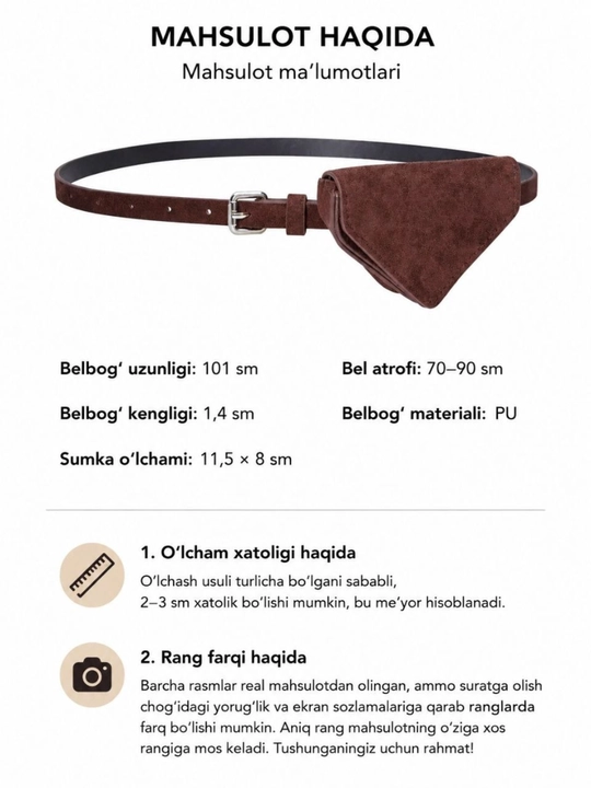 Ayollar uchun zamonaviy belbog'li sumka, mini sumkali kamar - 
