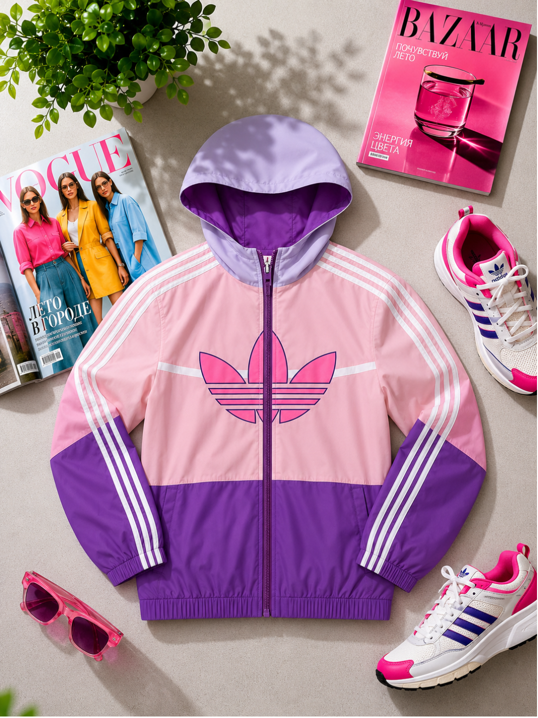 Adidas logotipi tushirilgan zamonaviy sport kurtkasi qizlar uchun kurtkasi