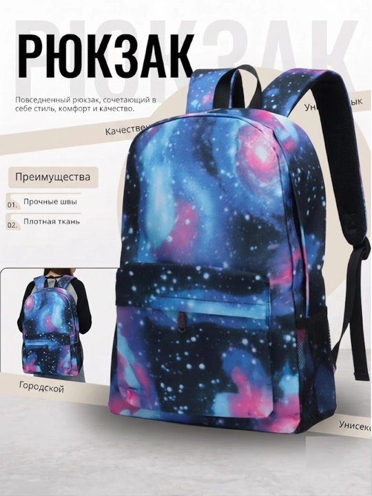 Школьный рюкзак для учёбы и путешествий, городской рюкзак с космическим принтом, вместительный портфель