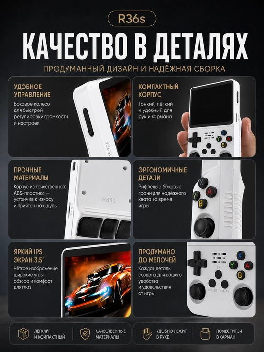 R36s ретро консоль портативная игровая приставка с 10000+ игр