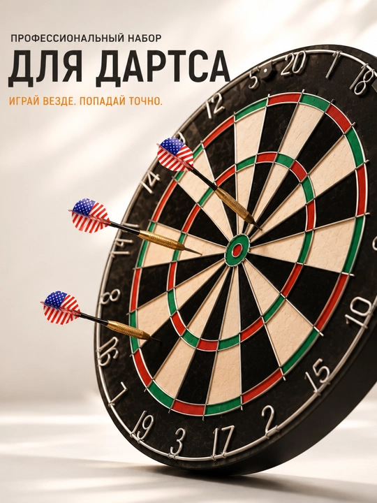 Профессиональный набор для дартса, 45 см с комплектом дротиков - 