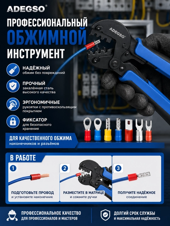 Профессиональный обжимной инструмент ADEGSO AD-10068 - 