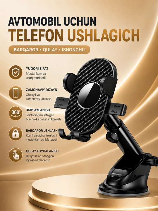 Universal Avtomobil uchun Telefon Ushlagich (360° Aylanuvchi) - 