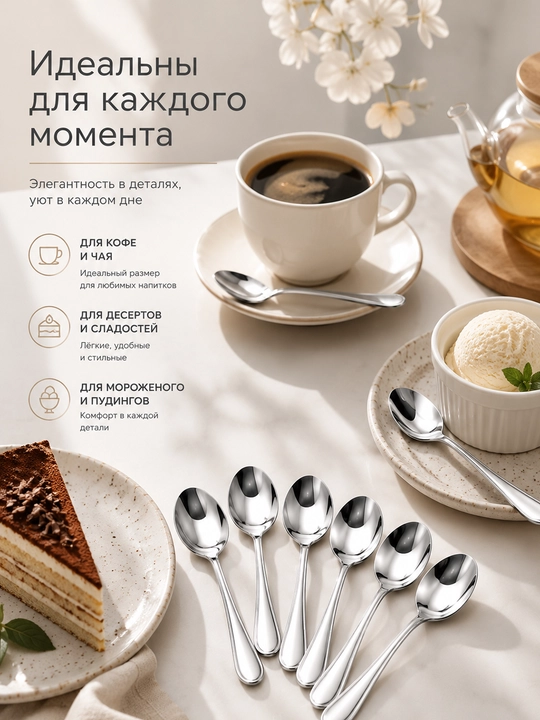 Choy qoshiqlari to'plami 6 dona - 
