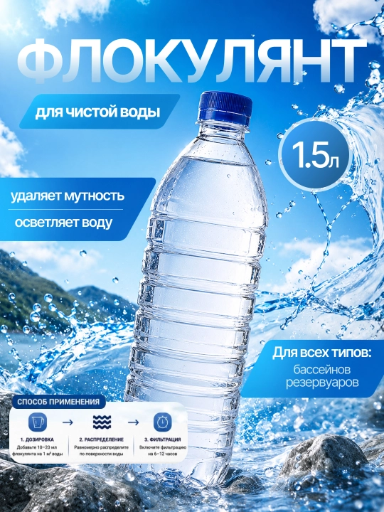 Средства для очистки воды в бассейне, дезинфицирующие таблетки и хлор - 