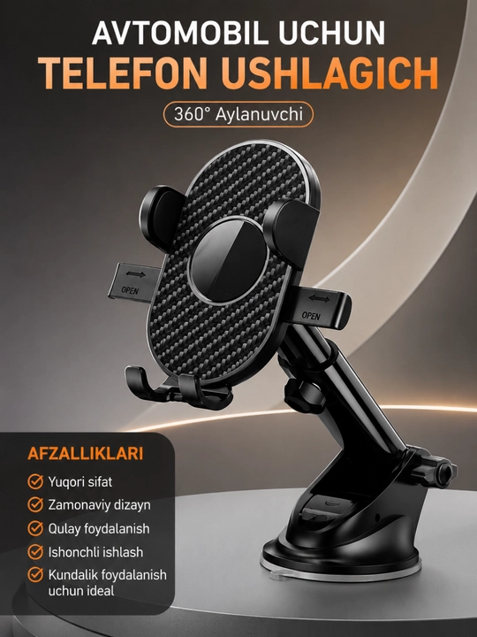 Universal Avtomobil uchun Telefon Ushlagich (360° Aylanuvchi) - 