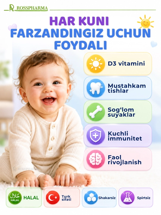 Bolalar tomchilari, D3 vitamini VitaRos, multivitaminlar