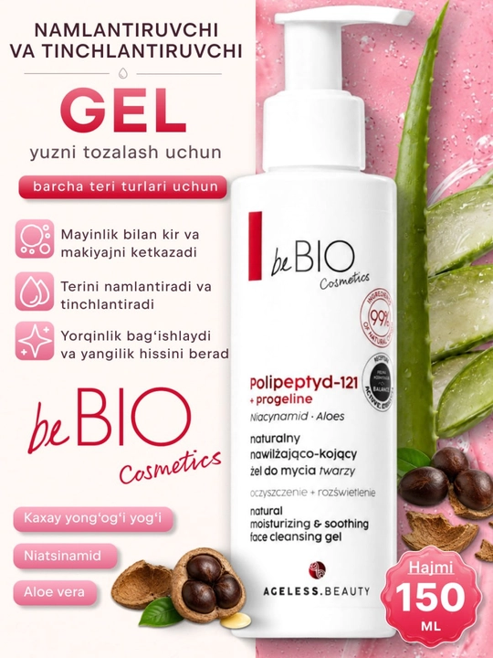 BeBIO Ageless Beauty yuzni tozalash geli namlantiruvchi, 150 ml