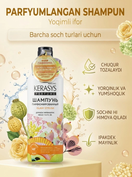 Kerasys Perfume Shampoo - barcha turdagi sochlar uchun xushbo‘ylashtirilgan shampun - 