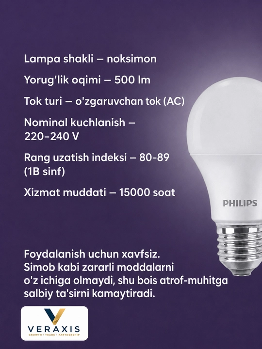 Lampa светодиодная LED E27 10Вт 6500К, холодный белый свет для дома