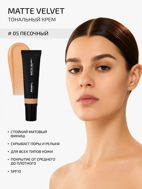 PMKL матовая стойкая тональная основа Matte Velvet Long-Lasting Foundation 05