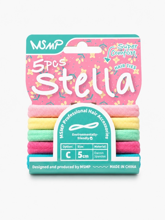 MSMP Stella Набор мягких резинок для волос 5 шт., 5 см, эластичные Hair Ties - 