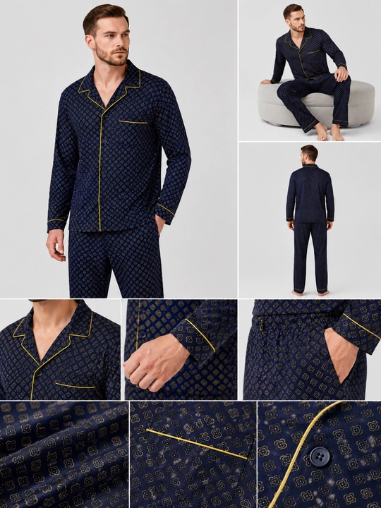 Shim va ko‘ylakli pijama, bir xil rangli, paxta - 