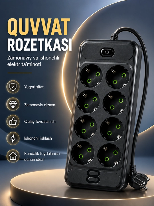 Universal Rozetka Uzaytirgich USB Type-C Himoyali Elektr Taqsimlagich Premium Sifat - 