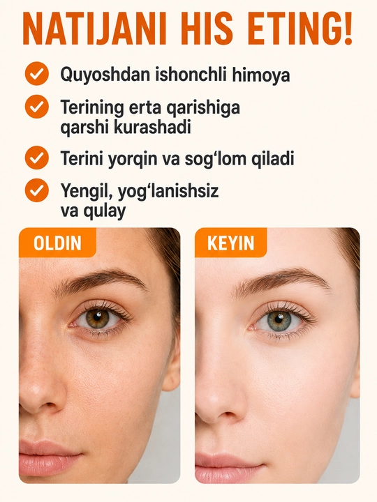 Estelin SPF 60 PA+++ Sun Cream – yuz uchun namlantiruvchi quyoshdan himoyalovchi krem, 60 g