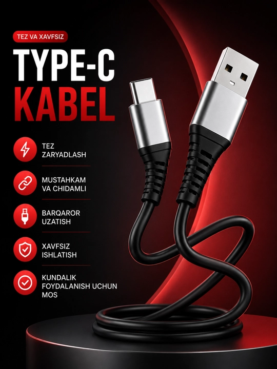 Силиконовый кабель на выбор, Type-C / Micro-USB, длина 1 м, быстрая зарядка 6А - 