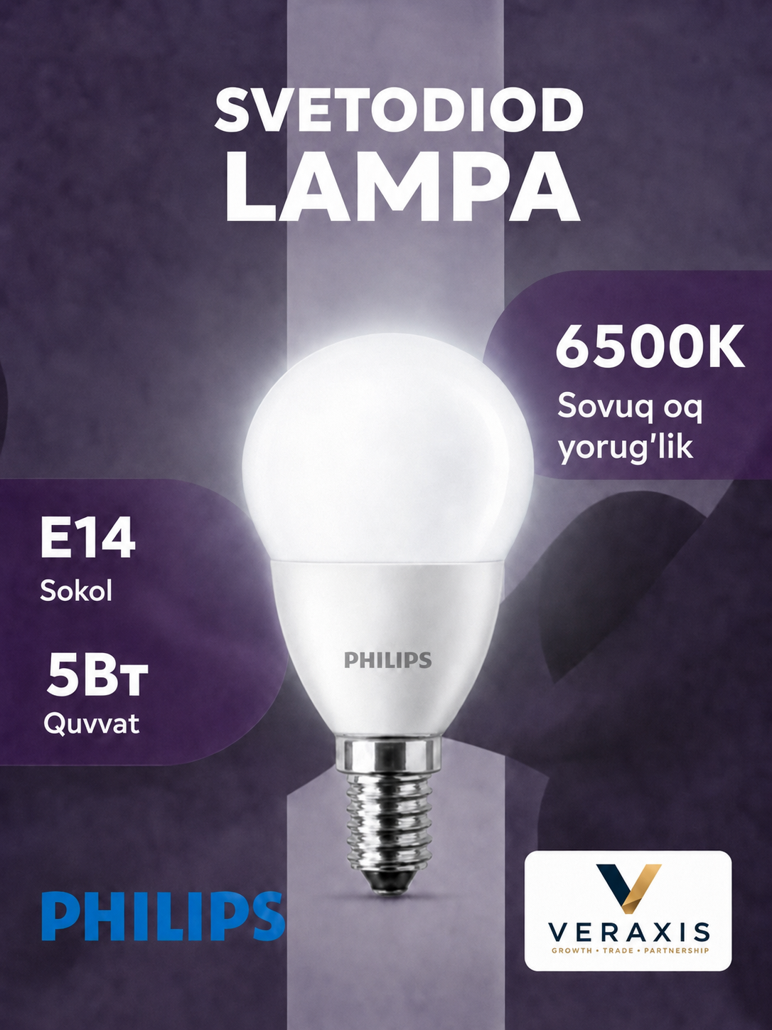 Lampa светодиодная LED E14, шар 5Вт 60Вт 4000К/6500К, лампочка А+ - 