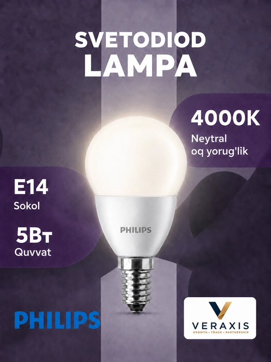 Lampa светодиодная LED E14, шар 5Вт 60Вт 4000К/6500К, лампочка А+ - 