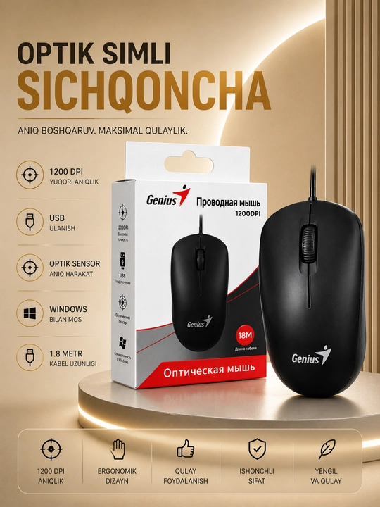 Simli USB Sichqoncha Gaming va Ofis uchun 1200–4800 DPI Yuqori Aniqlik Premium Sifat - 