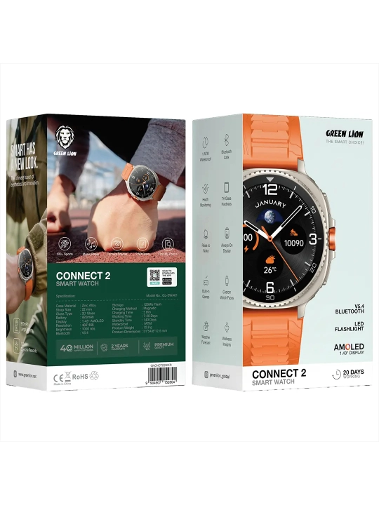 Green Lion Smart Watch GALVIN / CONNECT2, 1,43 AMOLED, 100+ спортивных режимов, умные часы