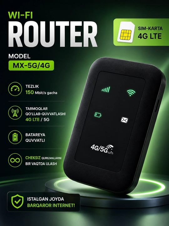 Sim-karta 4G-5G LTE Simsiz WiFI-Router