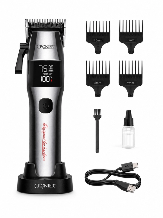 CRONIER Professional LED displeyli simsiz soch kesish mashinasi
