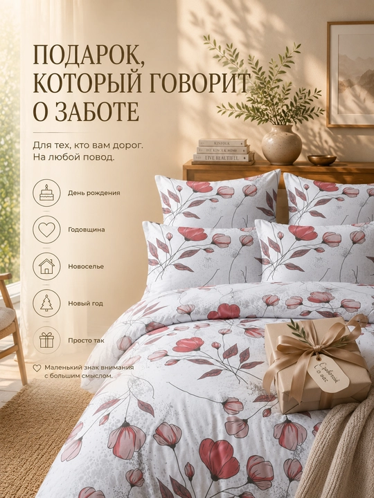 Комплект постельного белья с нежным цветочным принтом Флора 1.5 спальный 100% бязь